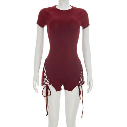 Women's Knit Short Sleeve Bodycon Romper