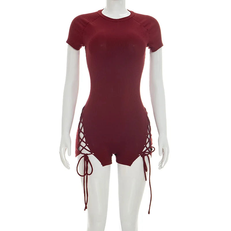 Women's Knit Short Sleeve Bodycon Romper
