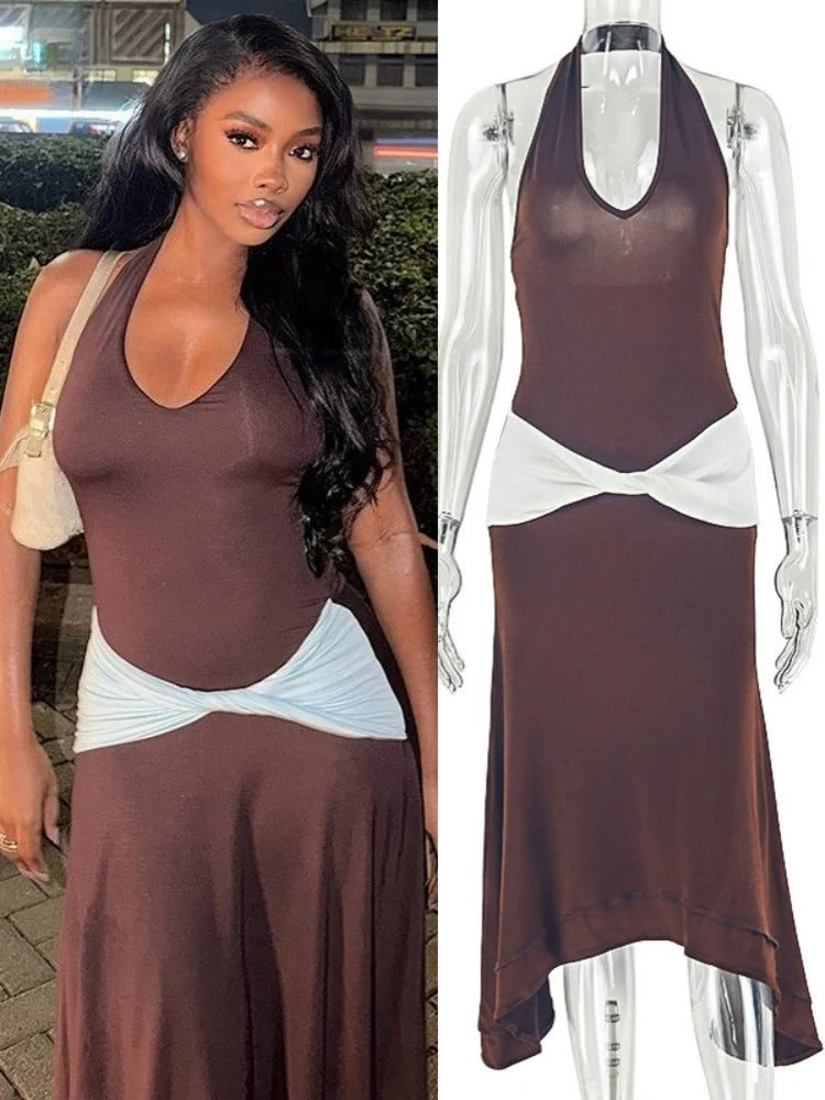 Women's V-neck Halter One Shoulder Bodycon Dress - Additional View 8