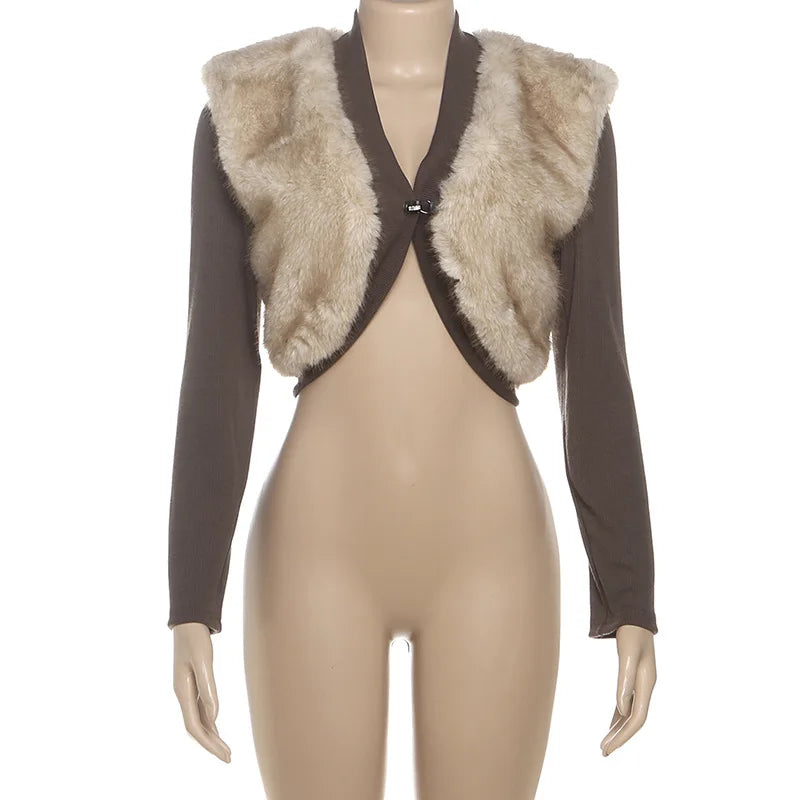 Women's Knit Long Sleeve Crop Ribbed Jacket