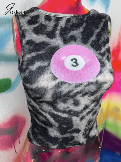 Wholesale Women's Leopard Print Sleeveless Top Leopard Print – Detail View