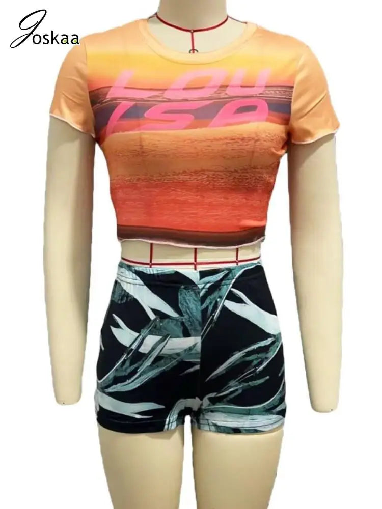 Wholesale Women's Short Sleeve Crop Two Piece Set Sets – Detail View