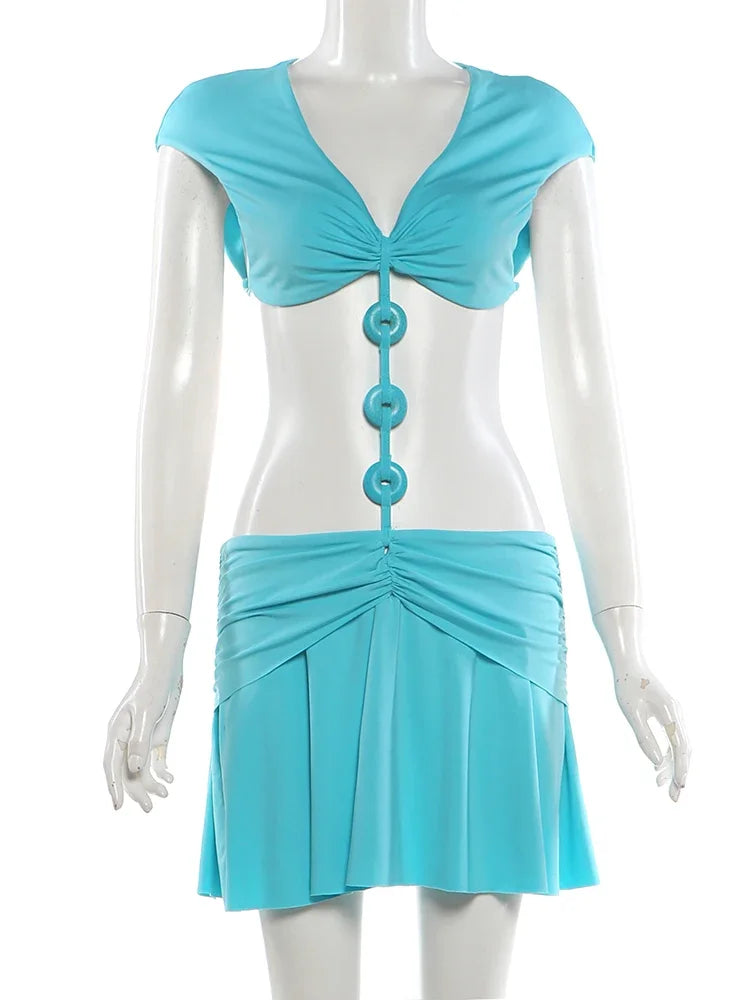 Women's Cutout V-neck Sleeveless Bodycon Mini Dress - Detail View 8