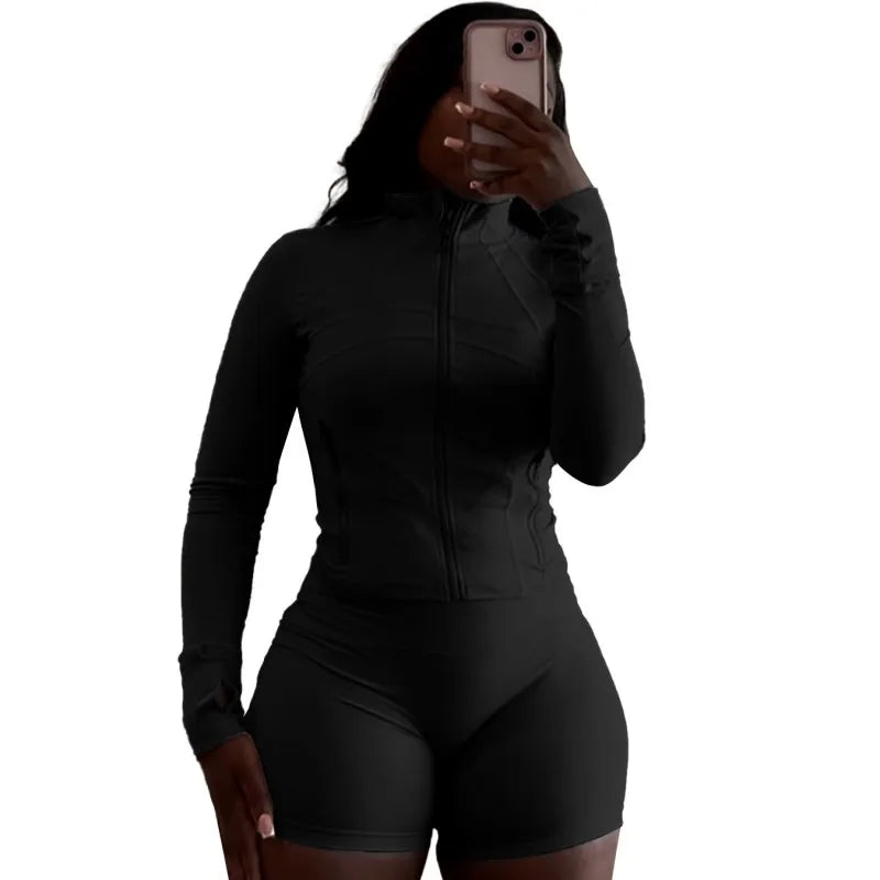 Joskaa Zip Up Long Sleeve Two Piece Set - two piece set image 4