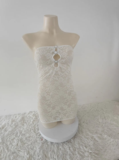 Women's Lace Cutout Strapless Two Piece Set