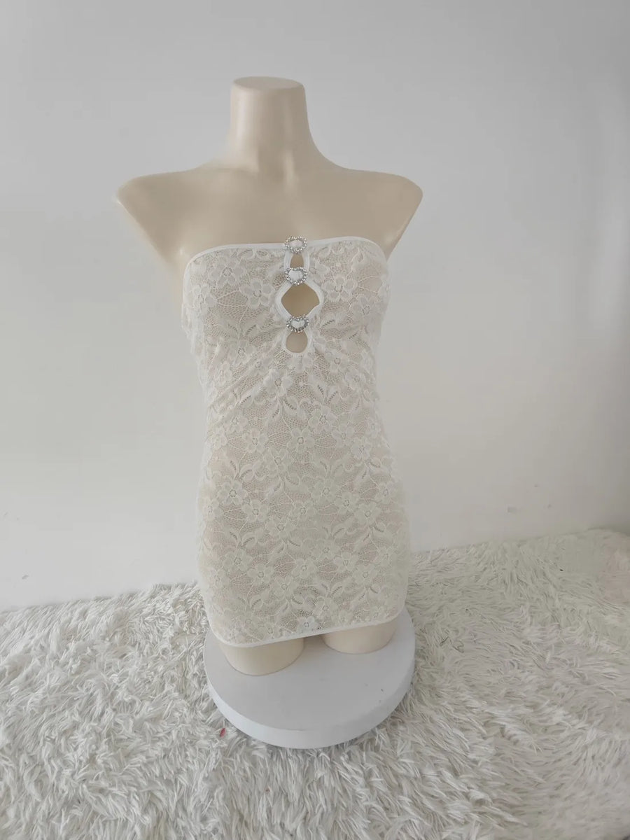 Women's Lace Cutout Strapless Two Piece Set