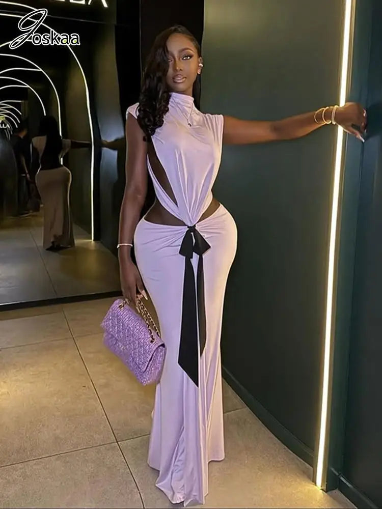 Women's Backless Cutout Sleeveless Maxi Dress – Women's Fashion Wholesale – Front View