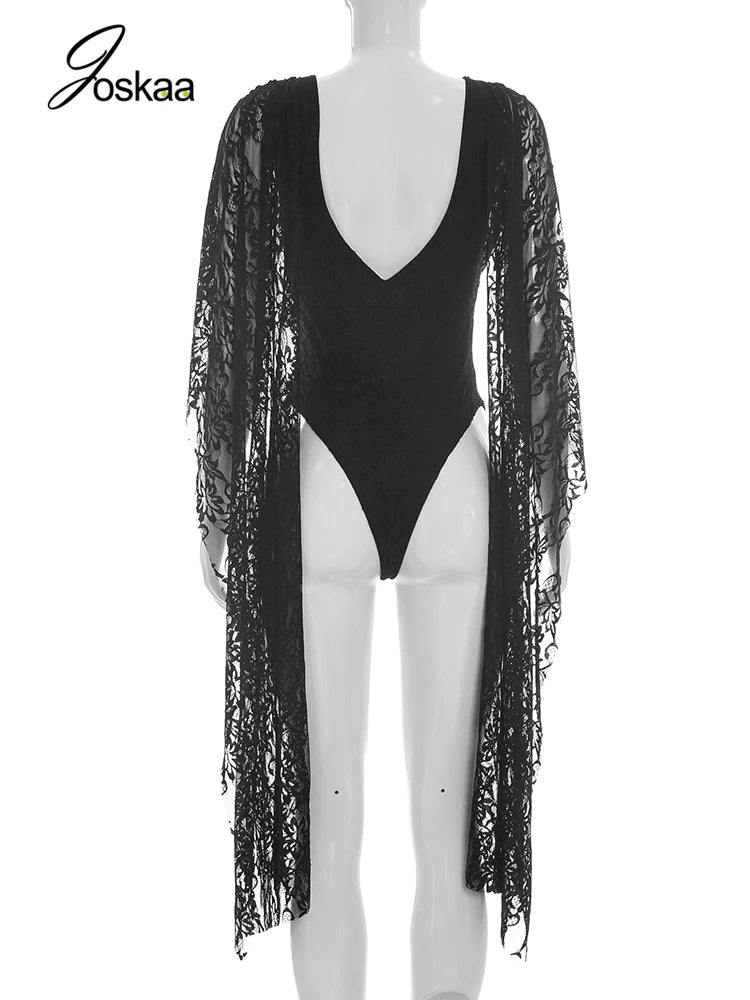 Women's Lace Backless Sleeveless Bodycon Romper White – Detail View