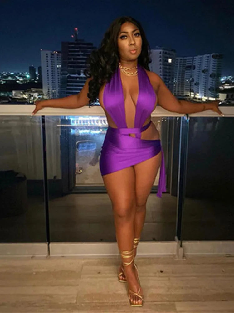 Women's Backless Sleeveless Bodycon Two Piece Set 10 – Front View