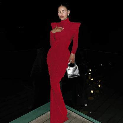 Women's Backless Long Sleeve Bodycon Maxi Dress