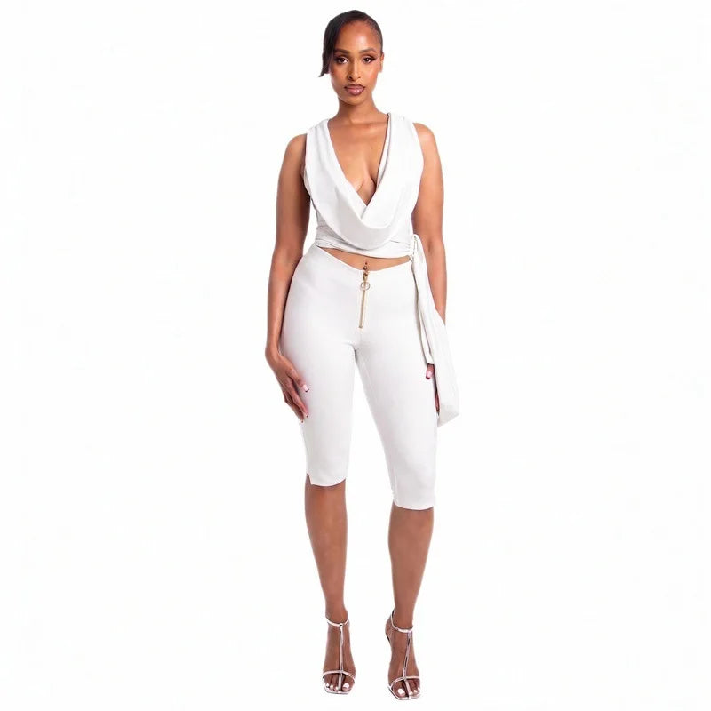 Women's Sleeveless Crop Bodycon Two Piece Set