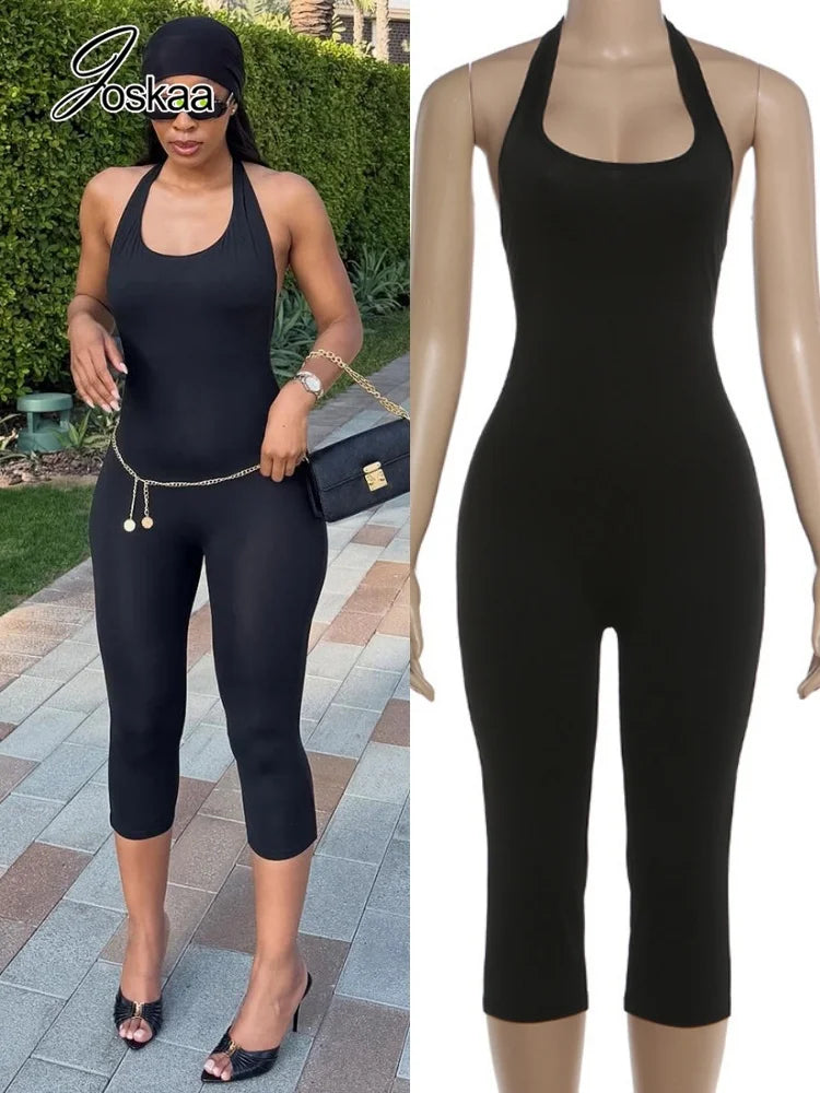 Women's Backless Halter Sleeveless Romper – Women's Fashion Wholesale – Front View