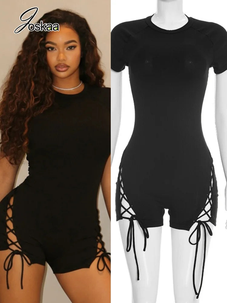 Women's Knit Short Sleeve Bodycon Romper – Women's Fashion Wholesale – Front View
