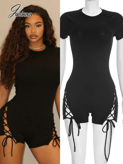 Women's Knit Short Sleeve Bodycon Romper – Women's Fashion Wholesale – Front View