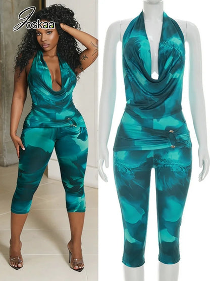 Wholesale Women's Backless Halter Two Piece Set – Women's Fashion Wholesale – Front View