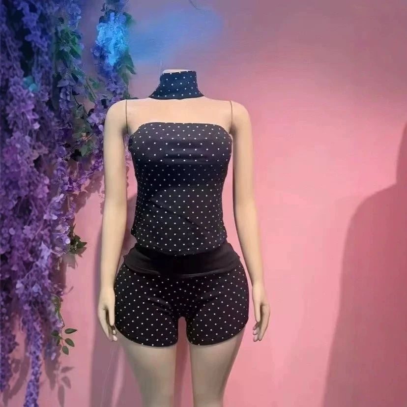 Women's Polka Dot Strapless High Waist Two Piece Set - Additional View 13