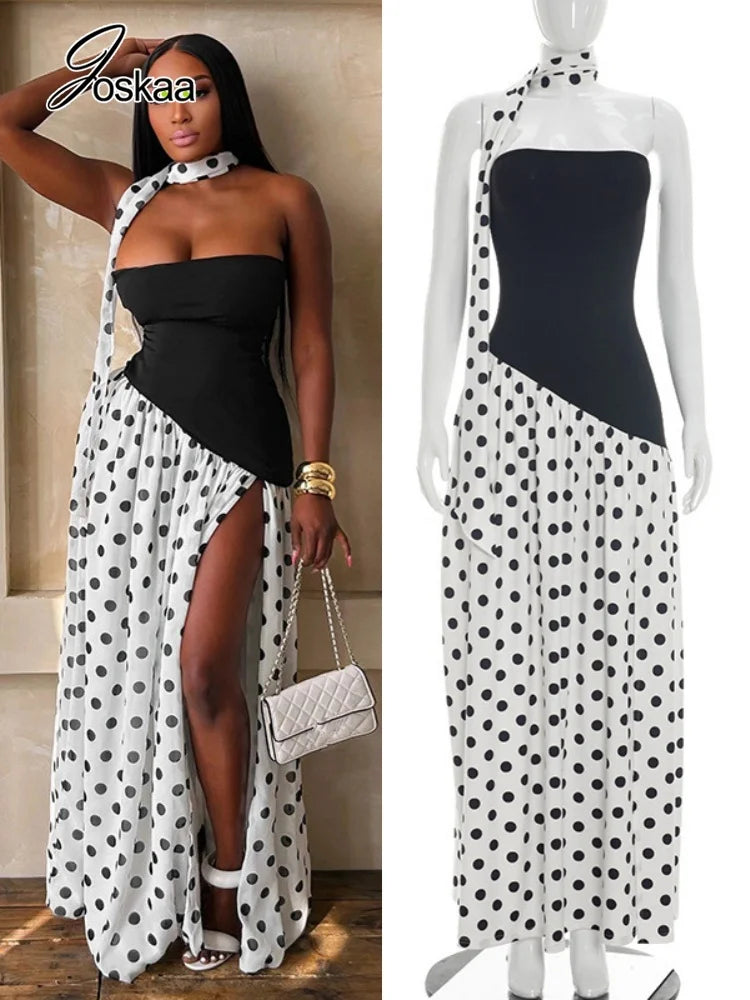 Women's Polka Dot Strapless Bodycon Two Piece Set – Women's Fashion Wholesale – Front View