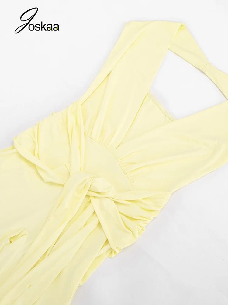 Women's Backless V-neck Halter Sleeveless Romper - Model Wearing Style