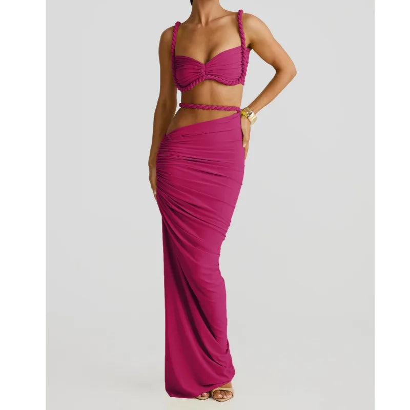 Wholesale Women's Cutout Crop Maxi Two Piece Set