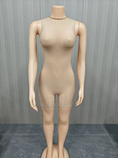 Women's Sleeveless Bodycon Coquette Round Neck Romper