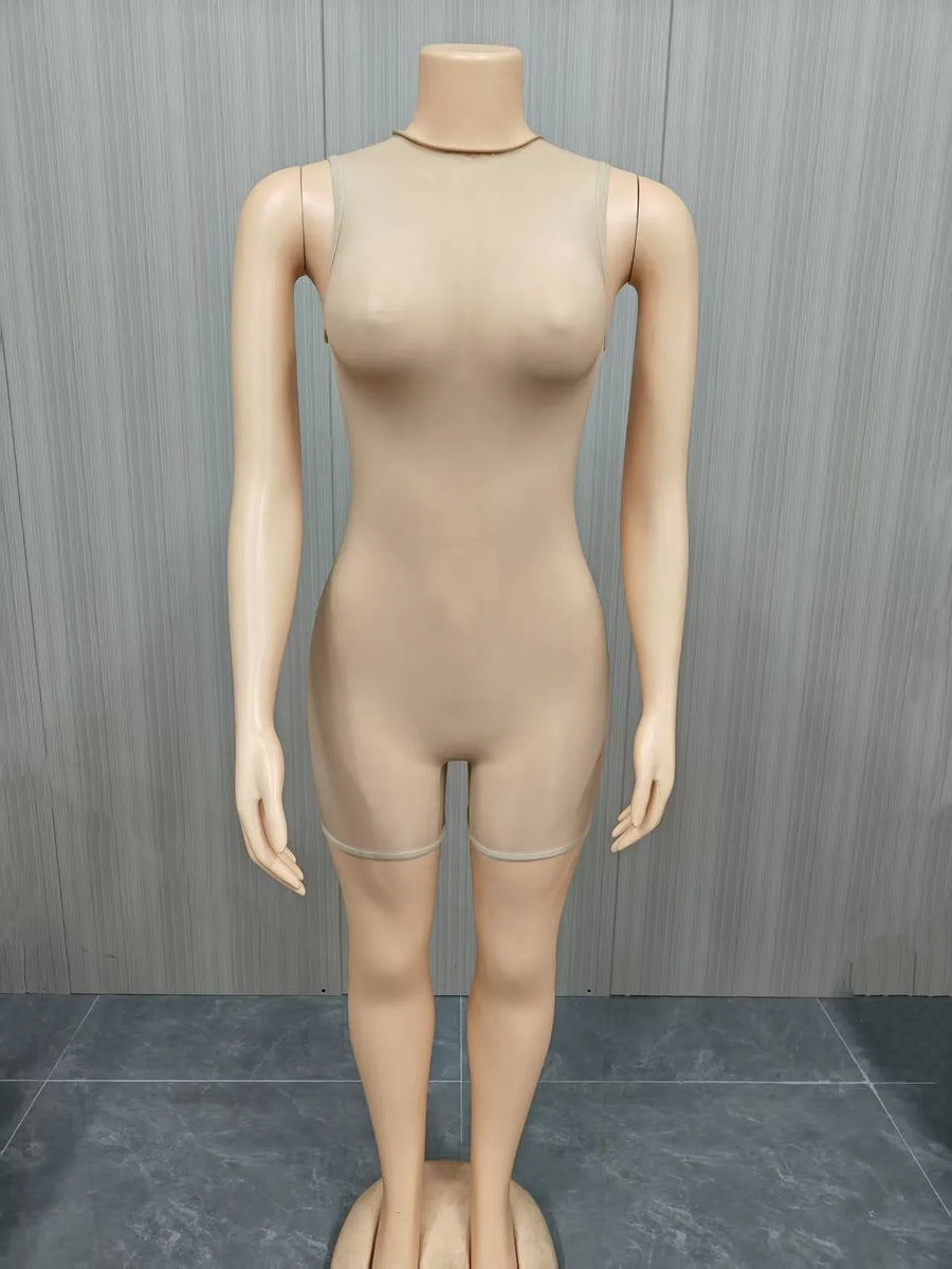 Women's Sleeveless Bodycon Coquette Round Neck Romper