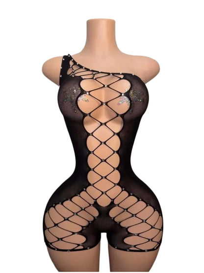 Wholesale Women's Rhinestone Mesh Cutout Top – Women's Fashion Wholesale – Front View