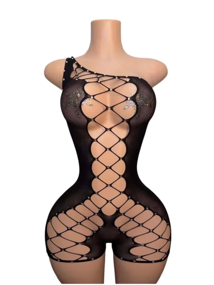 Wholesale Women's Rhinestone Mesh Cutout Top – Women's Fashion Wholesale – Front View