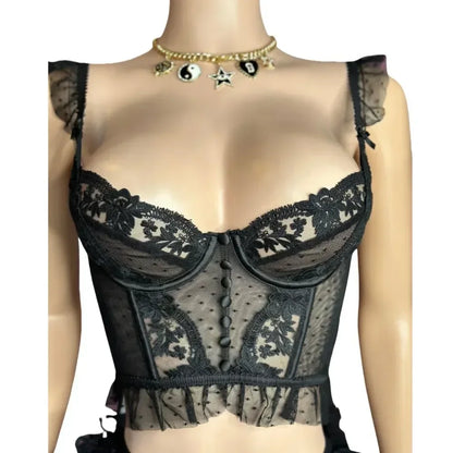 Women's Lace Mini Embroidery Strap Tank Two Piece Set