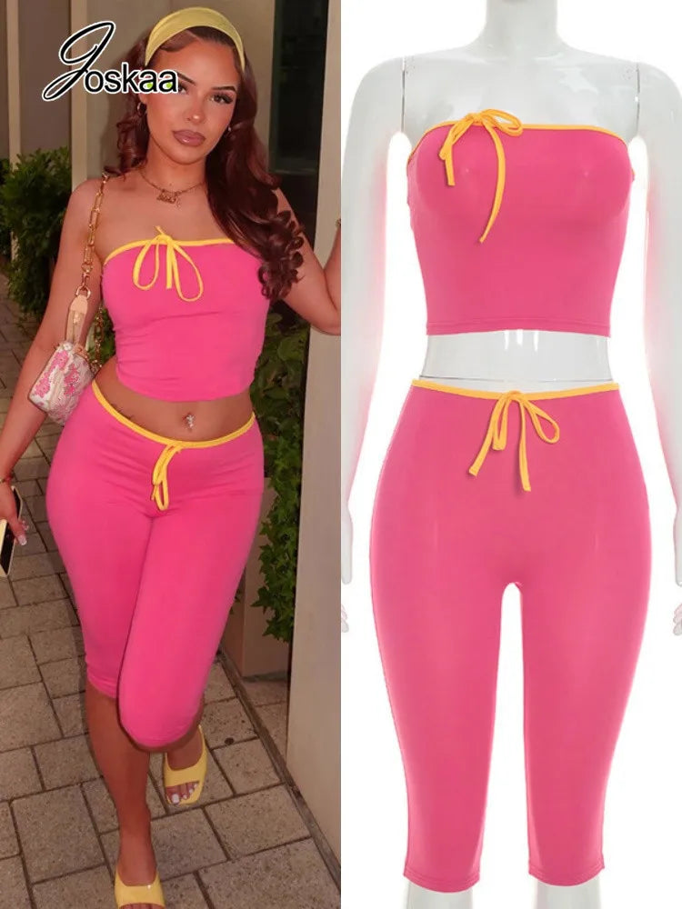 Women's Strapless High Waist Two Piece Set - Front View
