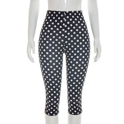 Women's Polka Dot Crop High Waist Pants Top