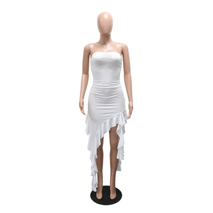 Women's Ruched Strapless Bodycon Maxi Dress