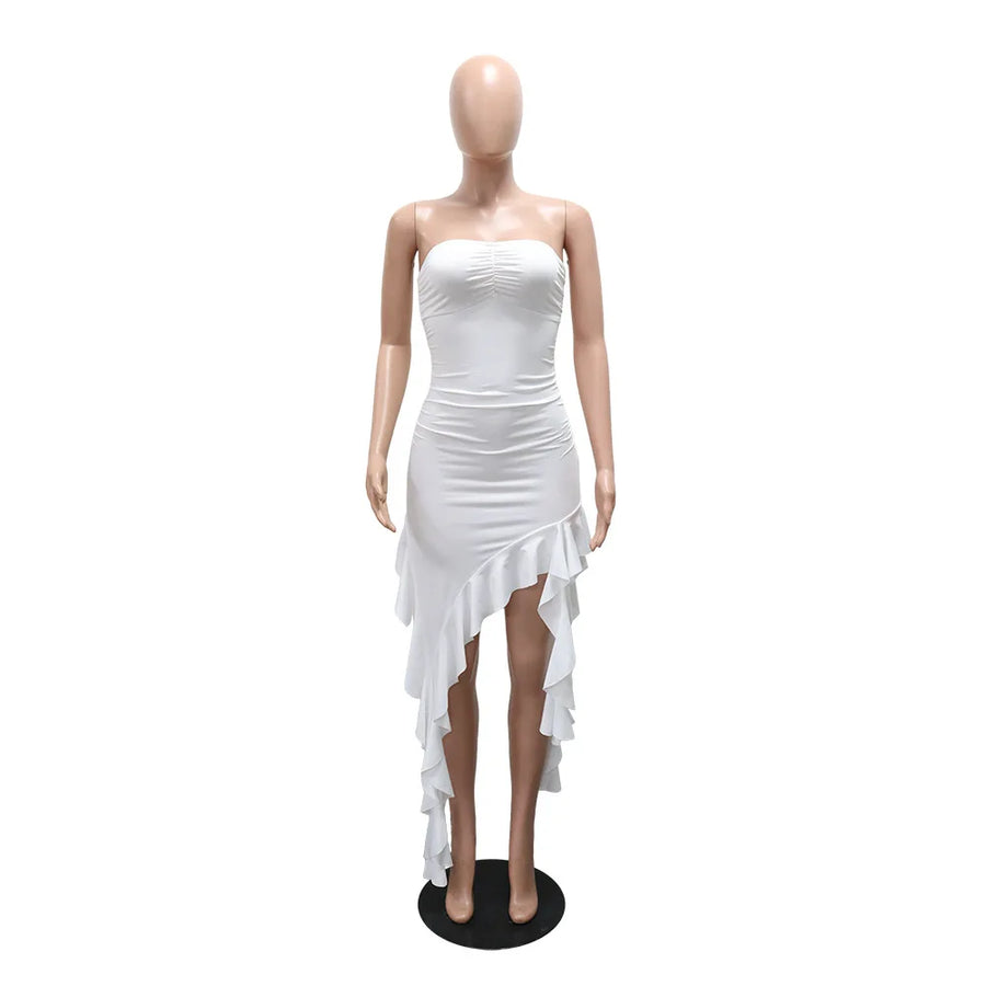 Women's Ruched Strapless Bodycon Maxi Dress
