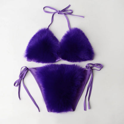 Wholesale Women's Swimwear Faux Fur Bikini Set
