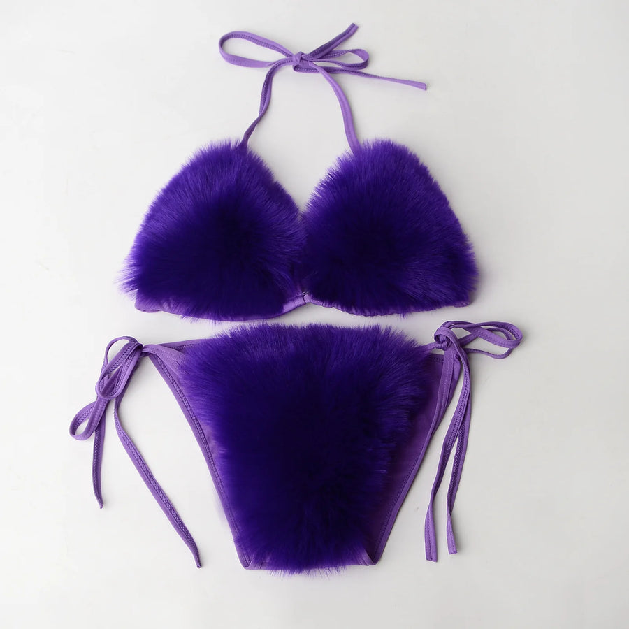 Wholesale Women's Swimwear Faux Fur Bikini Set