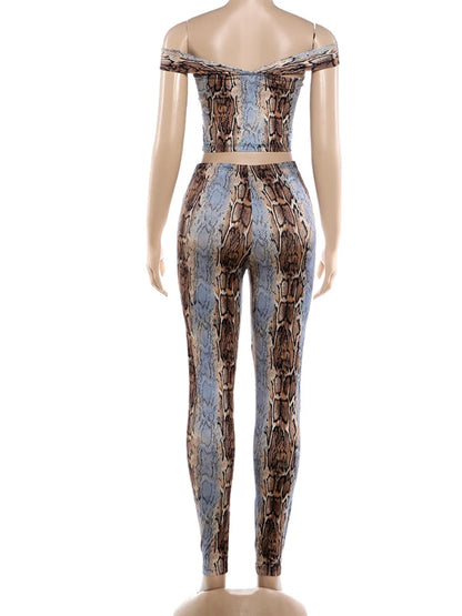 Joskaa Snake Print Sleeveless Crop Two Piece Set - two piece set image 4