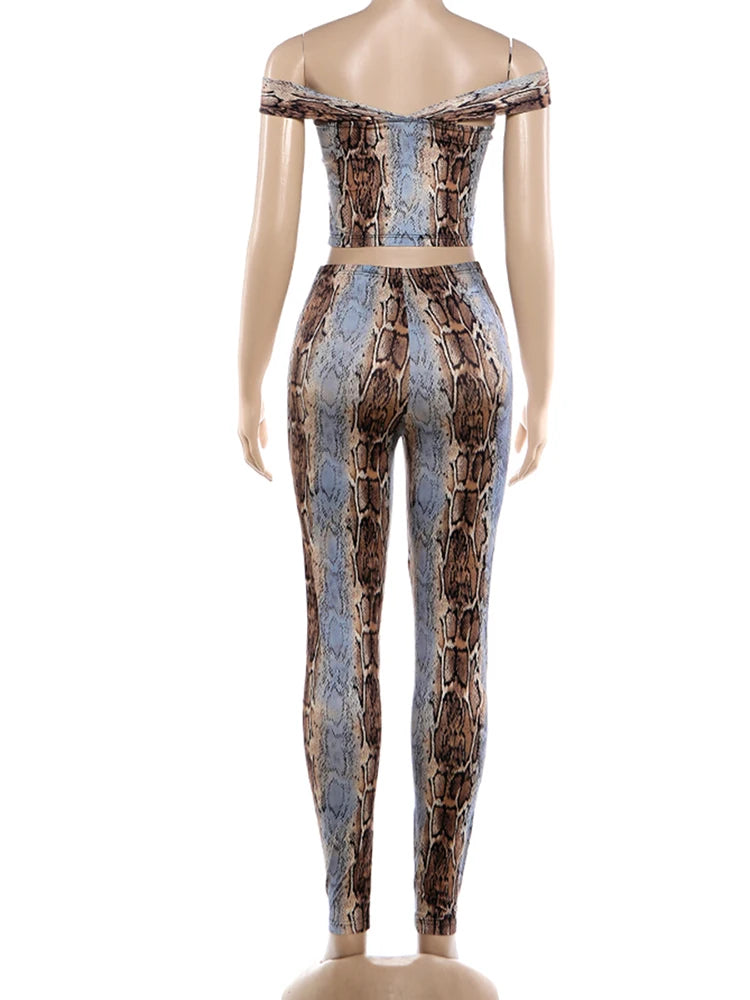 Joskaa Snake Print Sleeveless Crop Two Piece Set - two piece set image 4
