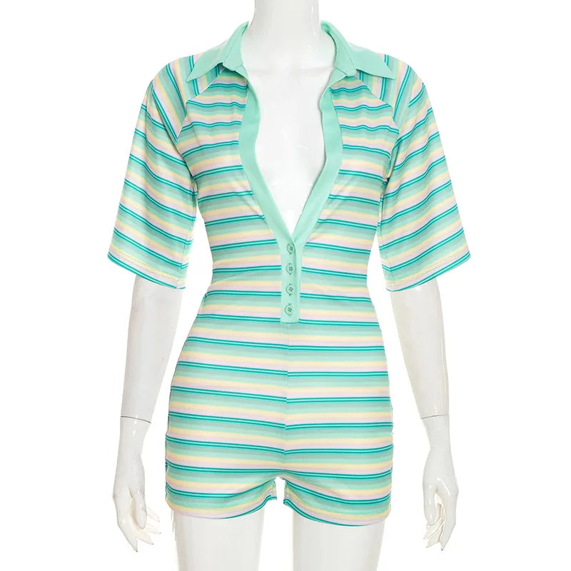 Women's Striped Bodycon Romper - Additional View 9