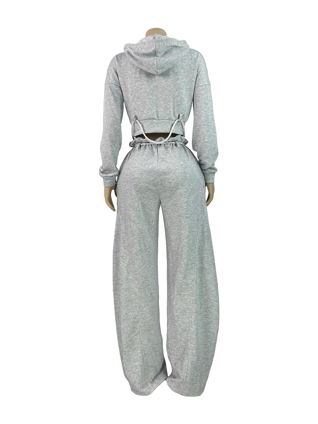 Joskaa Zip Up Hooded Long Sleeve Wide Leg Two Piece Set - two piece set image 4
