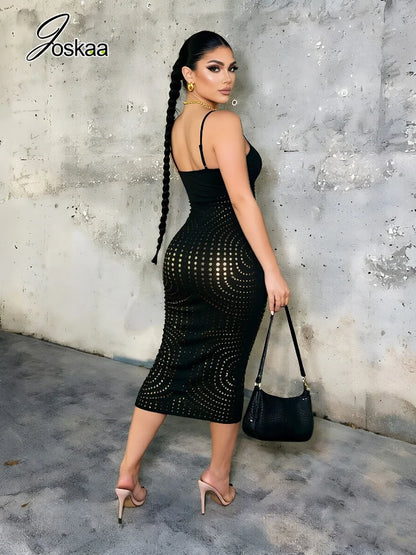 Wholesale Women's Cutout Sleeveless Bodycon Dress Black – Back View