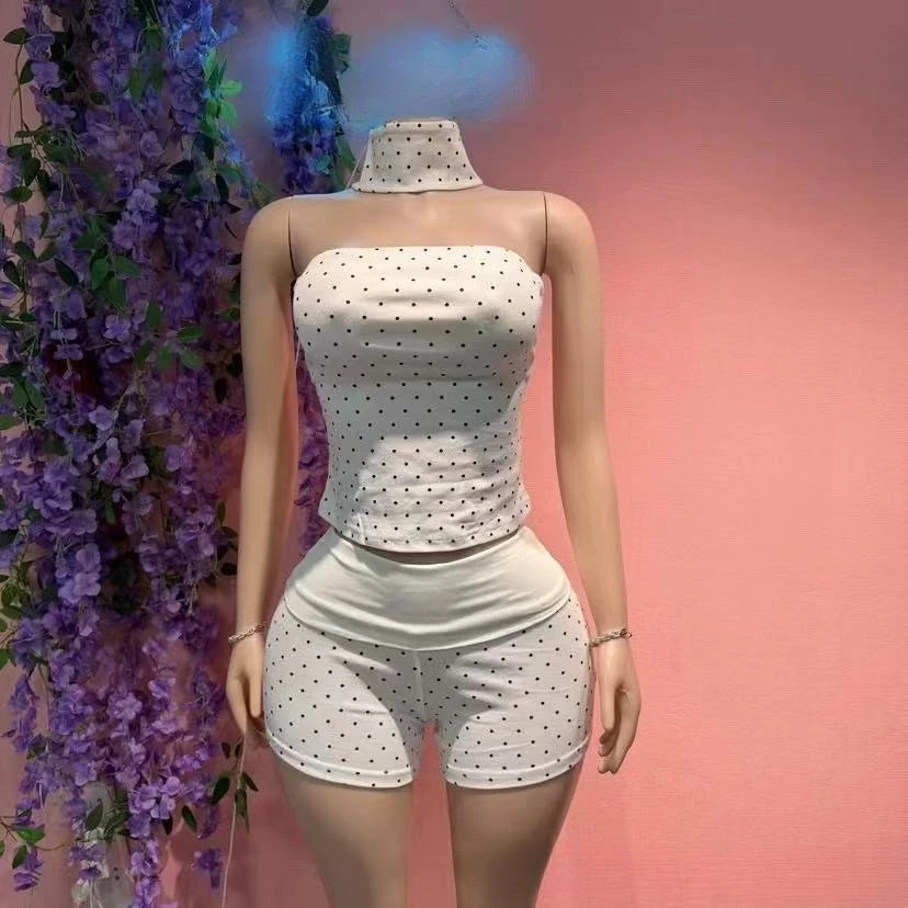 Women's Polka Dot Strapless High Waist Two Piece Set - Additional View 9