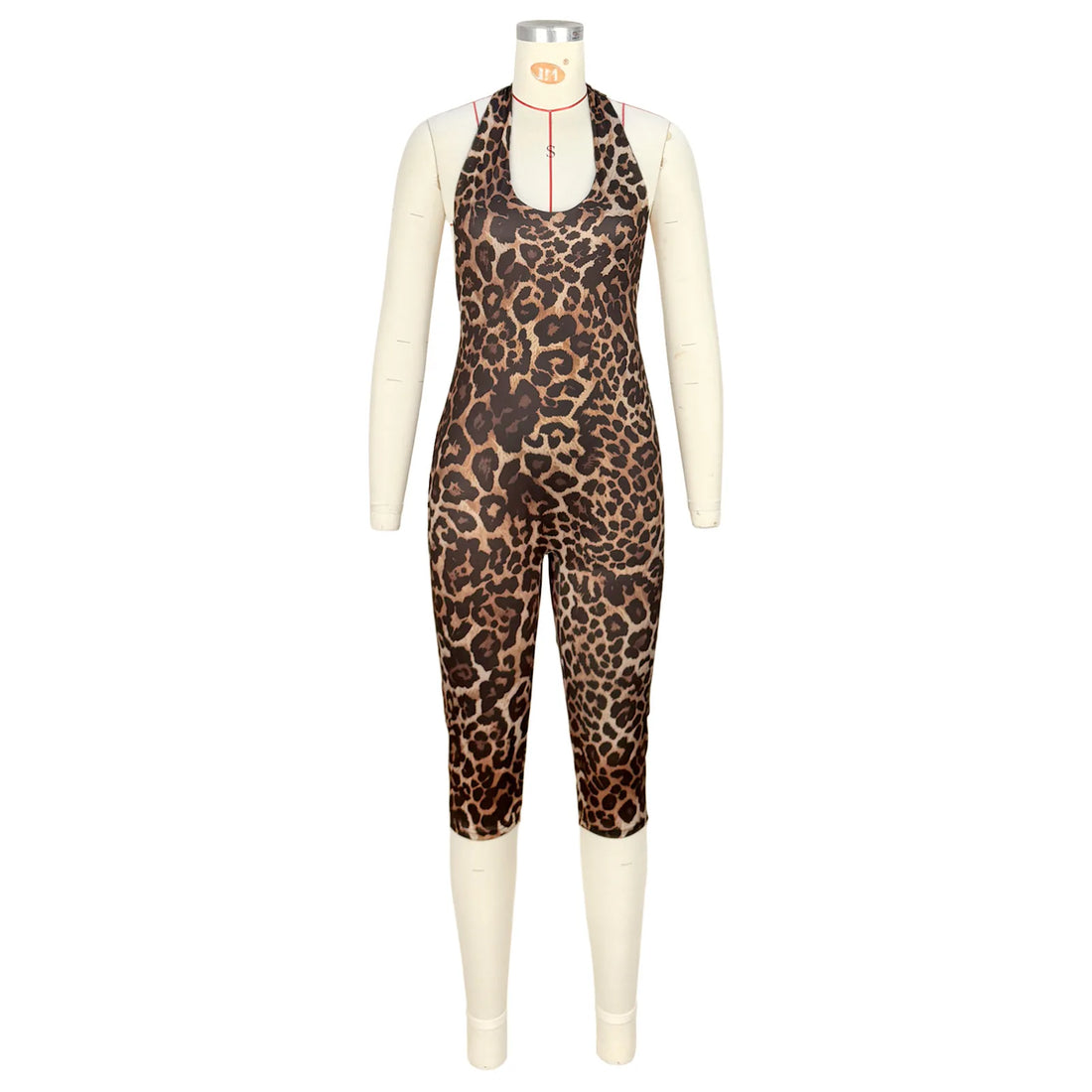 Women's Leopard Print Ruched Halter Sleeveless Romper - Additional View 7