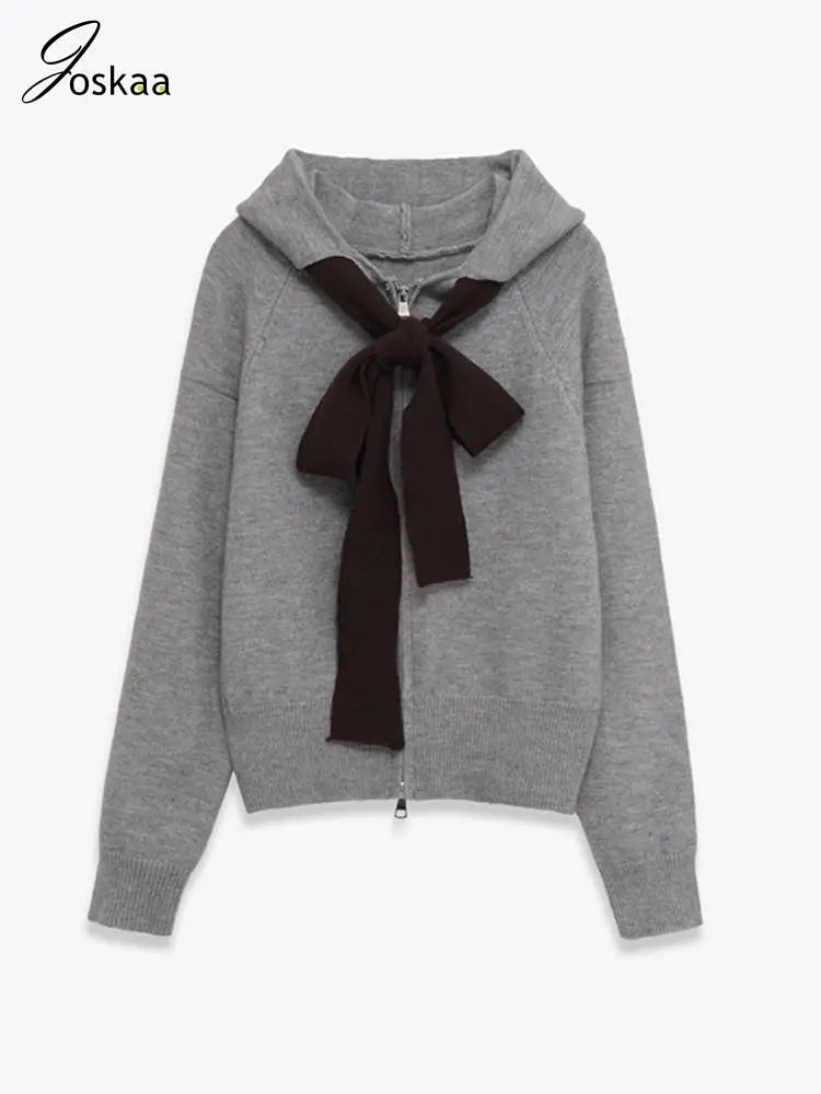 Wholesale Women's Ribbed Knit Zip Hooded Cardigan – Women's Fashion Wholesale – Front View