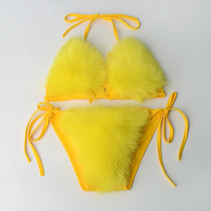 Wholesale Women's Swimwear Faux Fur Bikini Set