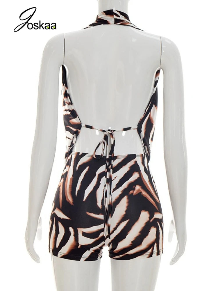 Women's Backless V-neck Halter Two Piece Set - Detail View