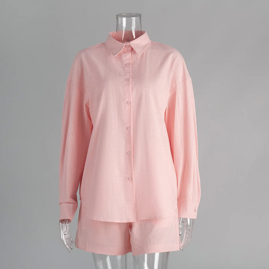 Women's Long Sleeve Comfort Lapel Full Two Piece Set