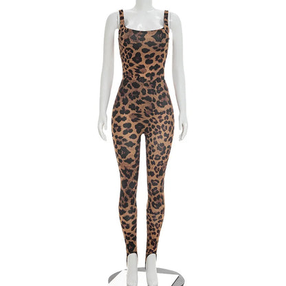 Women's Leopard Print Sleeveless High Waist Two Piece Set