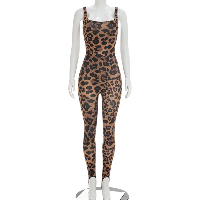 Women's Leopard Print Sleeveless High Waist Two Piece Set