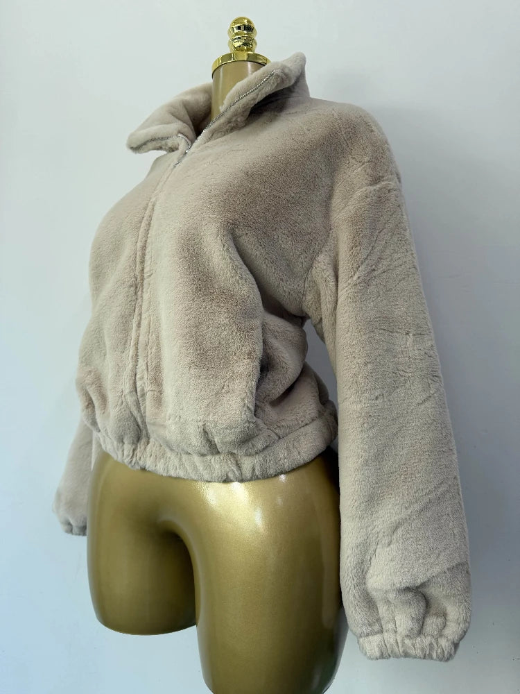 Wholesale Women's Long Sleeve Crop Zip Jacket 771 – Front View