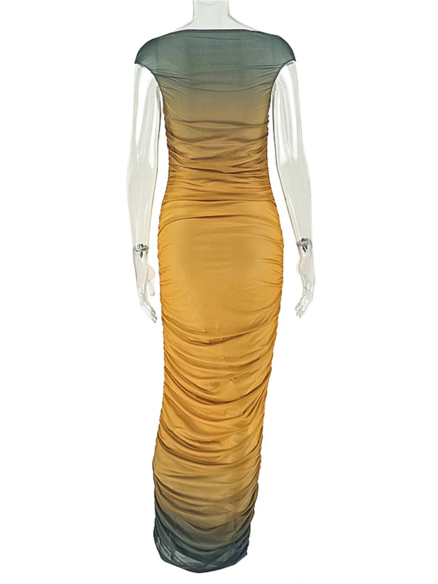 Joskaa Mesh Ruched Bodycon Maxi Dress - maxi dress image 4