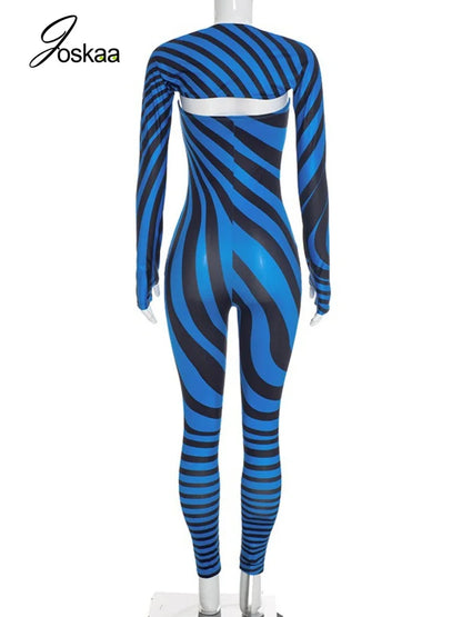 Women's Striped Strapless Long Sleeve Bodycon Two Piece Set - Detail View
